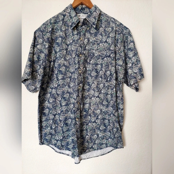 Men's Columbia Button Down Shirt  Fishing Outdoors Marlin Print Size M - Picture 1 of 5